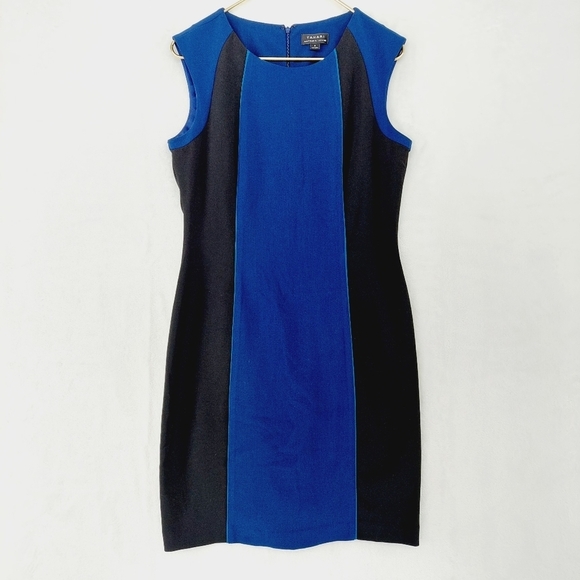 Tahari Dresses & Skirts - Tahari Arthur S. Levine Black and Blue Pencil Crew Neck Midi Dress P2987